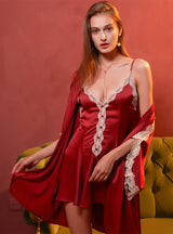 Satin Suspenders Ice Silk Nightgown