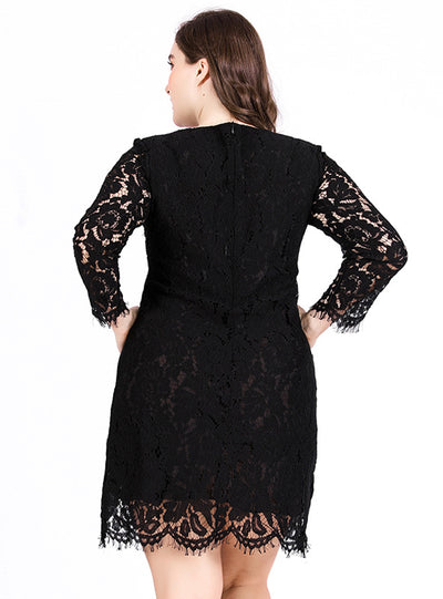 Scoop Neck Hollow Long Sleeve Sexy Dress