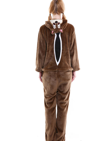 Cute Brown Chipmunk Onesies Animal Pajamas Flannel