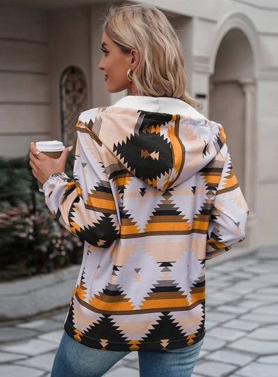 Fashion Print Hooded Top