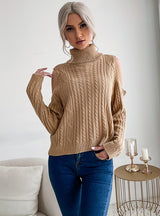 Collar Twist High Solid Color Sweater