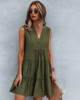 V-neck Sexy Solid Ccolor Dress