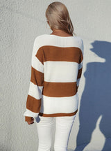 Turtleneck Loose Round Neck Color Matching Sweater