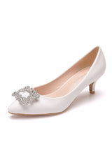 Square Buckle Rhinestone Pointed Shoes