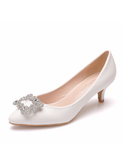 Square Buckle Rhinestone Pointed Shoes