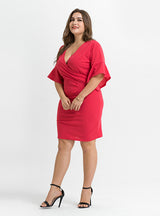 Knitted Trumpet Sleeve Sexy Slim Dress