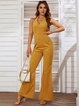 Loose Slim Zipper Backless Jumpsuit