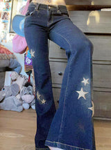 Gradual Embroidery Pentagram Jeans