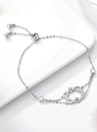 925 Sterling Silver Twisted Double Heart in Hear