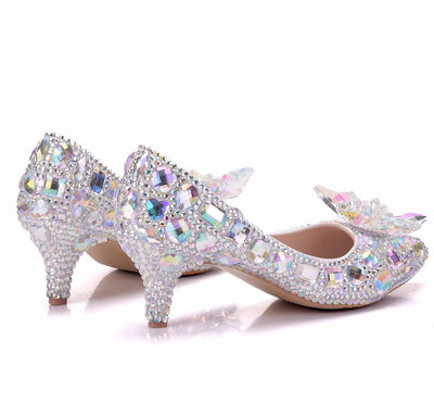 Colored Diamond Crystal Flower Stiletto Heels Shoes