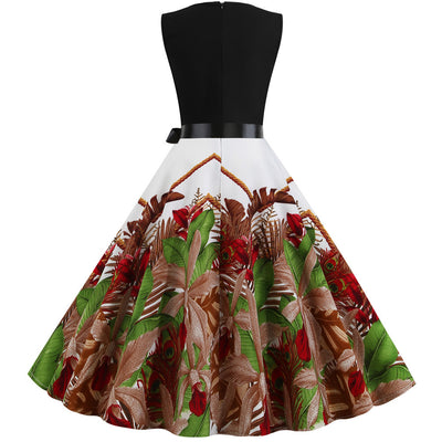 Sleeveless V-neck Burnt Print Dress