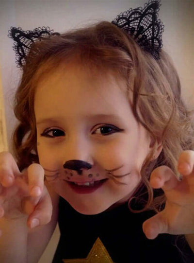 1 Pc Black Lace Cat Ears Headband For Women Girls 