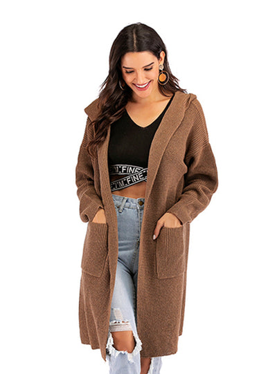 Hooded Cardigan Long Loose Sweater Coat