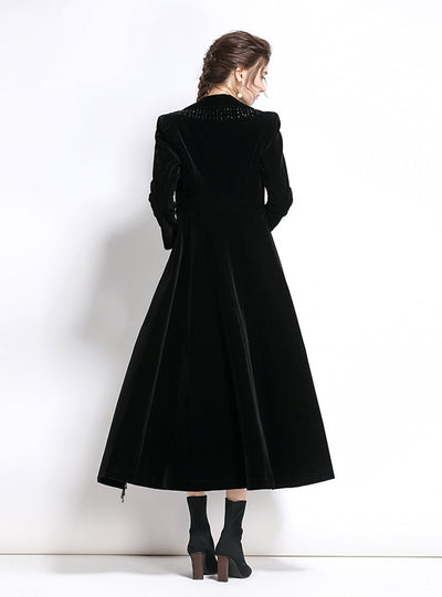 Winter Black Tassel Slim Velvet Windbreaker