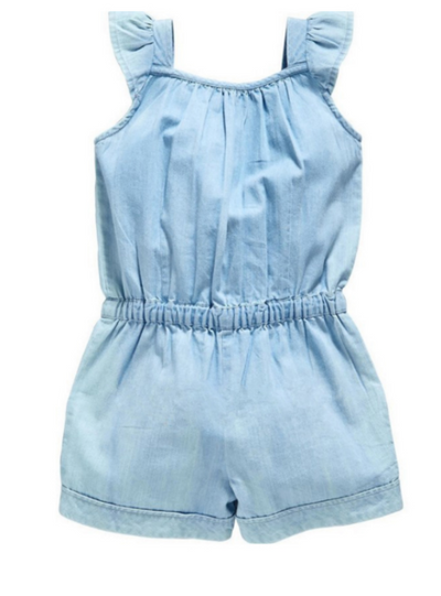 Cotton Washed Jeans Sleeveless Bow Knot Jumpsuit