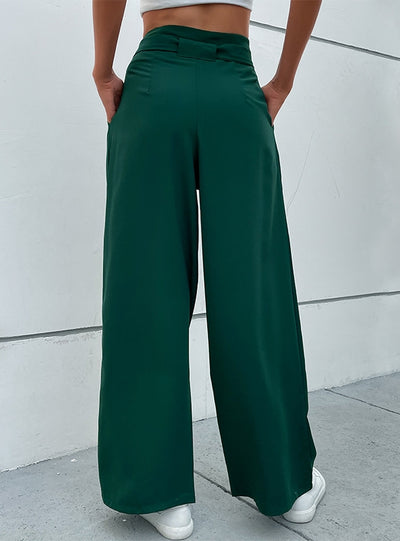 Casual Lace-up Wide-leg Pants