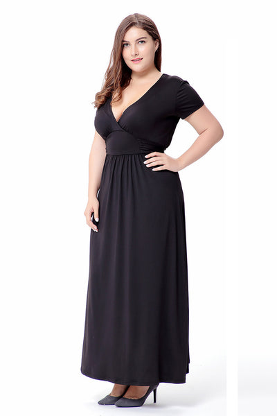 V-neck Short Sleeve Knitted Dress