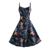 Straps Print Sleeveless Vintage Dress