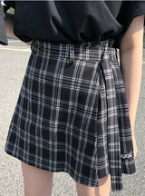 Basic Fashion All Match Plaid Irregular High Waist Skirts