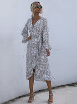 Mid-length Ethnic Print Temperament Dress