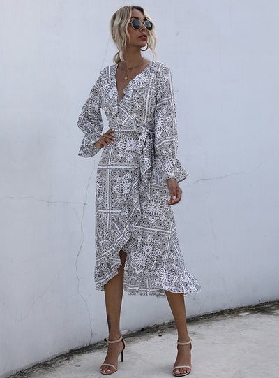 Mid-length Ethnic Print Temperament Dress