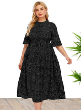 Plus Size Polka Dots Long Dress