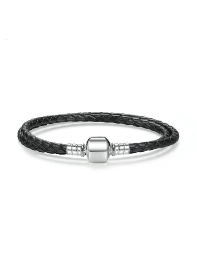 Braided Leather Chain 925 Sterling Silver Snake 