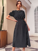 Women's Retro Black Polka Dot Dress