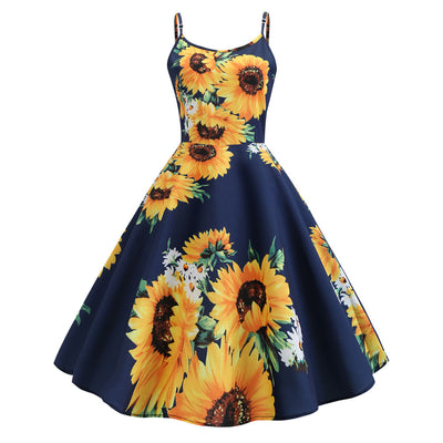 Summer Sling Sunflower Print Dress