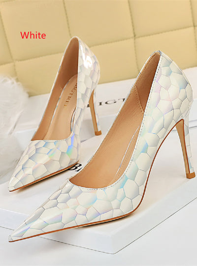 Metal Pattern High Heel Shoes