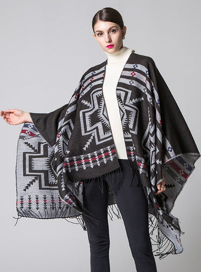 Cross Plum Lengthened Thickened Split Shawl