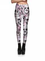 Skull&Peach blossom Leggings Digital Print Pants