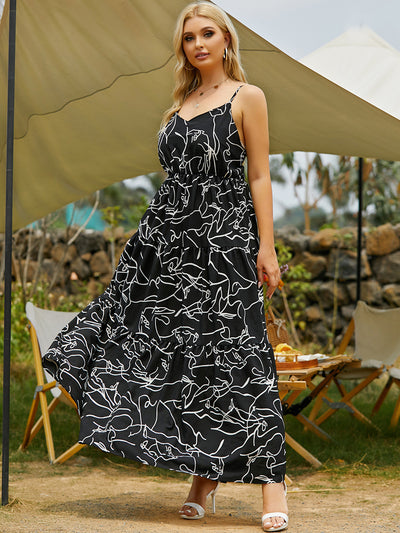 Mosaic V-neck Printed Big Swing Dress