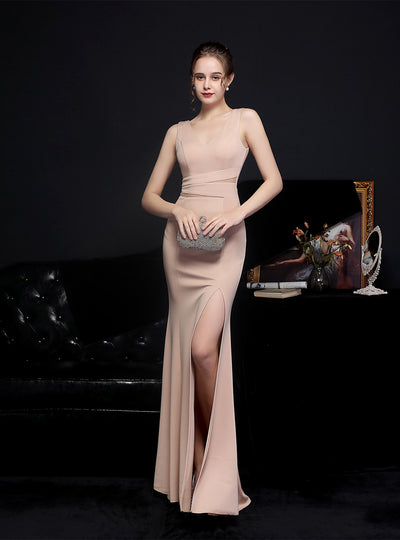 Long Slim Fishtail V-neck Dress