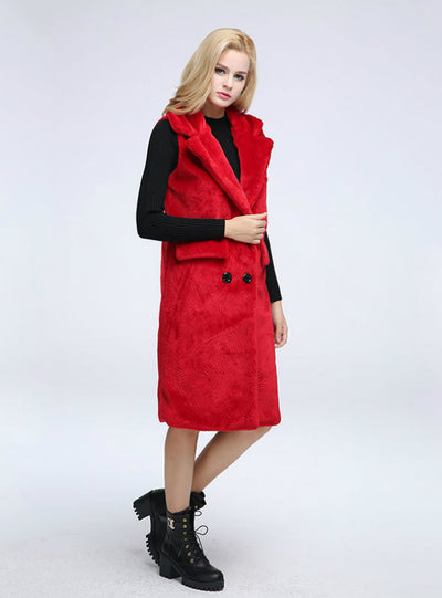 Sheep Shearling Coat Suit Lapel Wool Fur Waistcoat