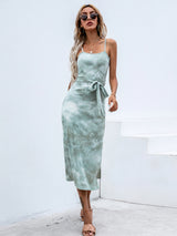 Sexy Slit Suspender Casual Dress