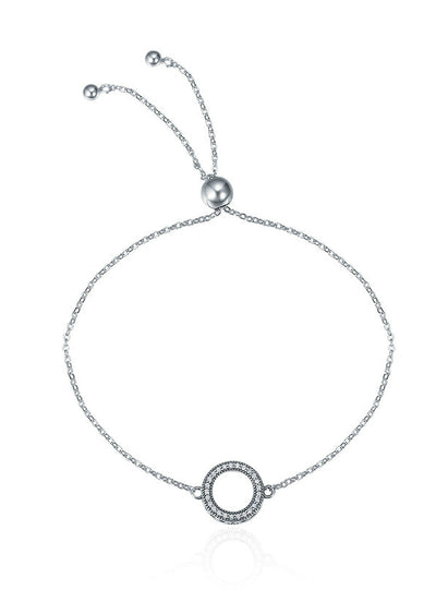 925 Sterling Silver Glittering Round Circle Chain