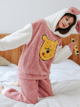 Pink Winnie the Pooh Thickened Flannel Suit