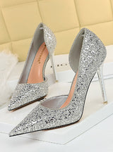Shallow Pointed High Heel Sequined Shoes