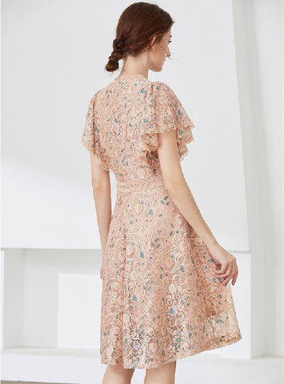 Women Lace Flying Sleeves Dress