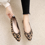 Shallow Knit Leopard Flat Shoes
