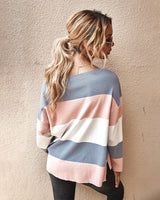 Women Contrast Striped Sweater