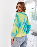 Tie-dyed Long-sleeved Plush Coat