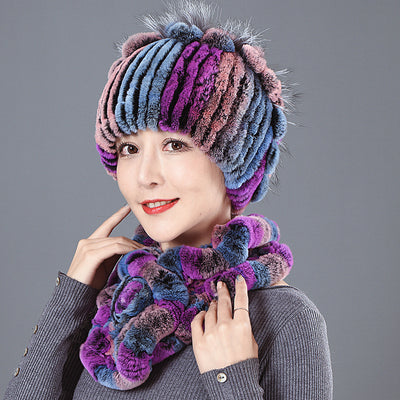 Rex Fur Hat Winter Scarf Collar Suit
