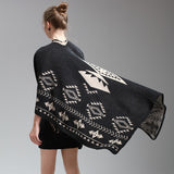 Women's Jacquard Shawl Long Knitted Cardigan