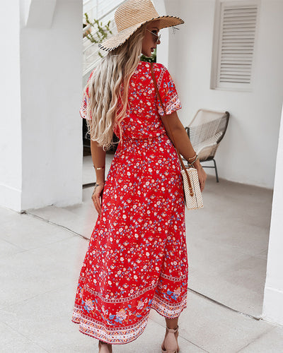 V-neck Sexy Print Dress