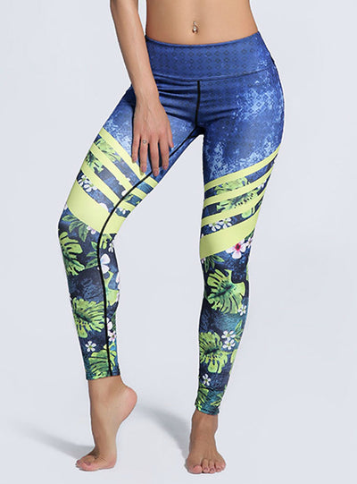 Leaf Printed Plus Size Fitness Legging Push Up