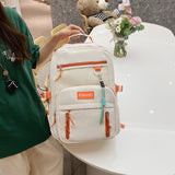 Students Nylon Contrast Color Backpack