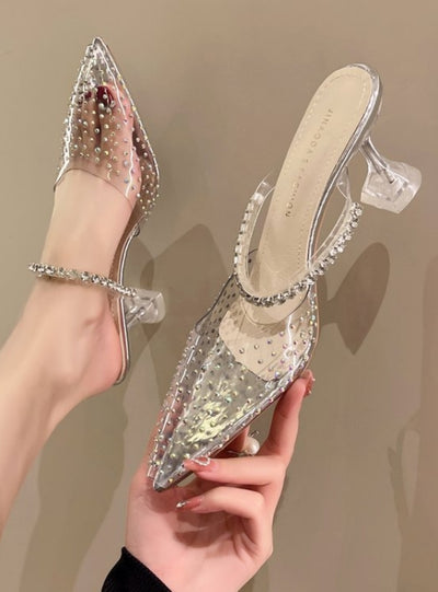 Sexy Transparent Full Diamond Slippers
