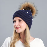 Rabbit Hair Blended Pearl Knitted Hat